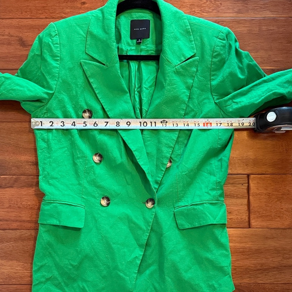 Alex Marie Romi Stretch Linen Blend Long Sleeve Coordinating Button Front Blazer - Picture 11 of 12